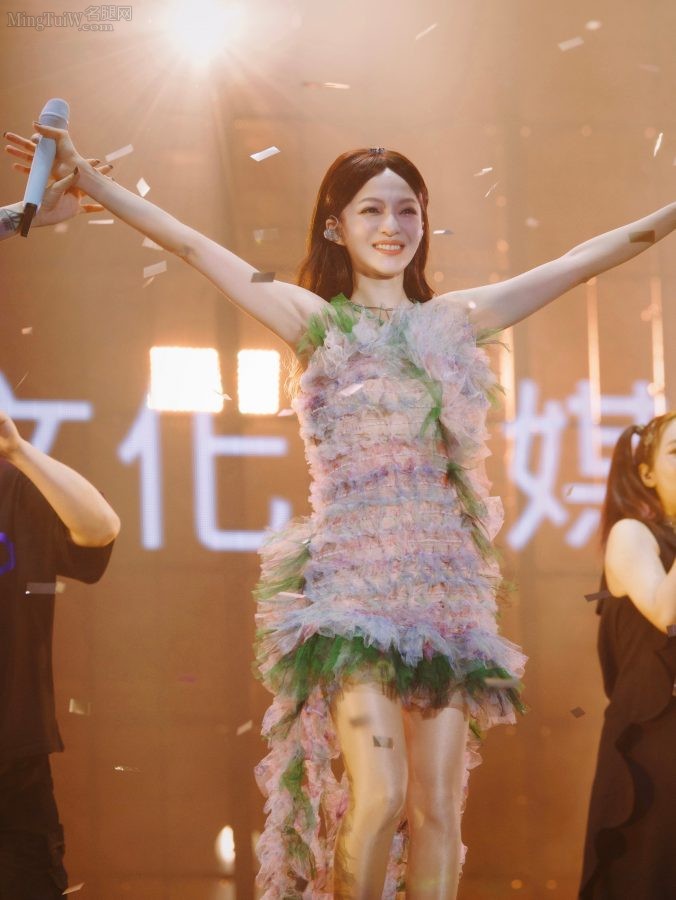 张韶涵在演唱会上穿清新花裙亮出肉丝腿（第4张/共39张）