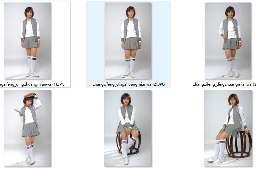 张子枫学生服运动棉筒袜定妆腿粗（第1张/共10张）
