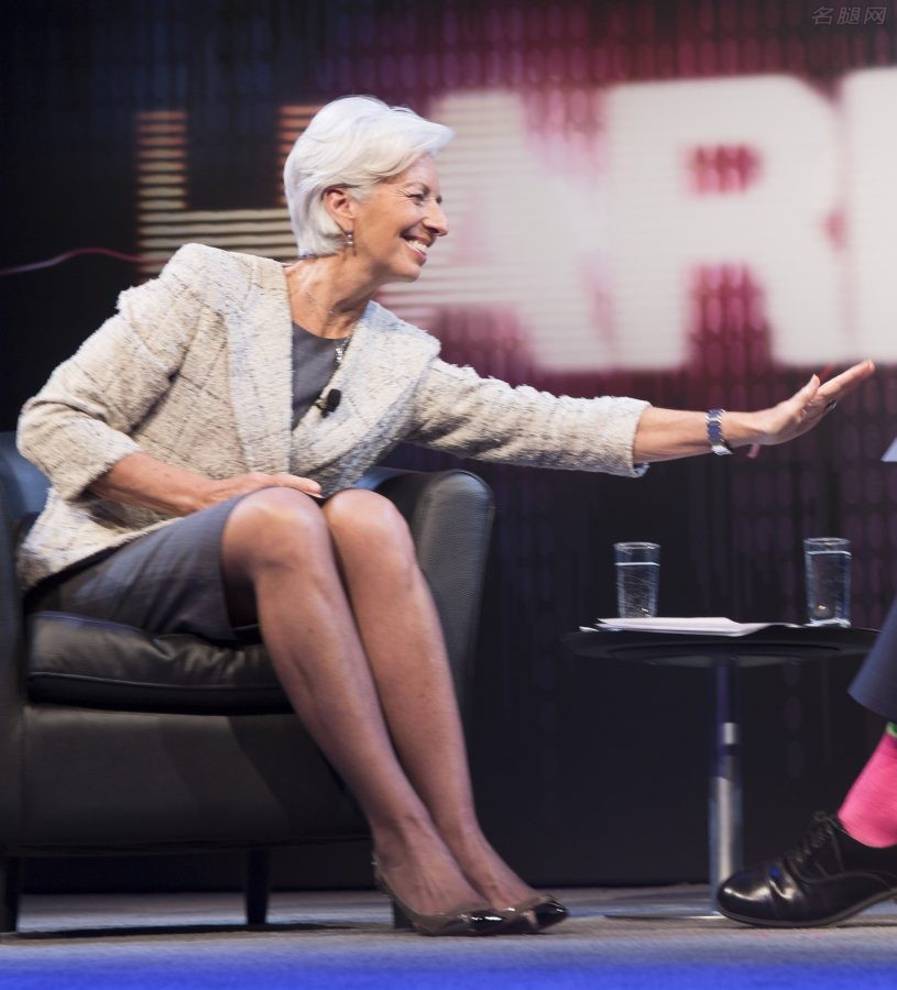 欧洲央行行长克里斯蒂娜·拉加德在世界银行会议上的丝袜腿（第5张/共11张）